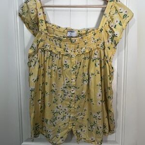 Old Navy Yellow Floral Blouse